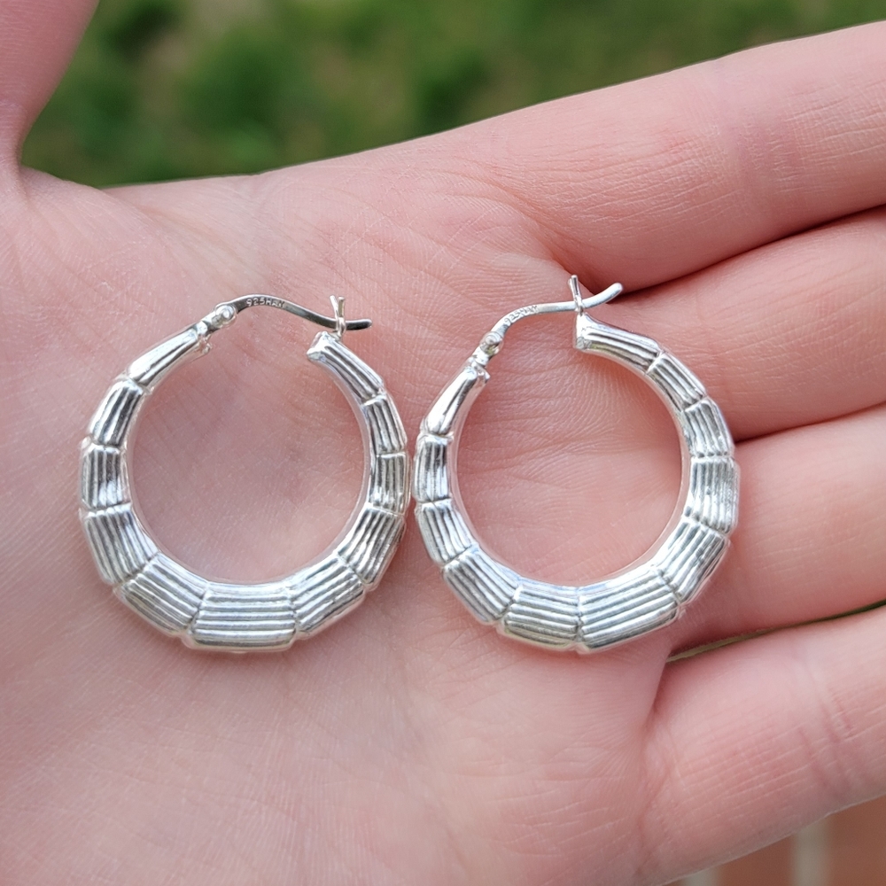 925 Solid Sterling Silver Hoops
